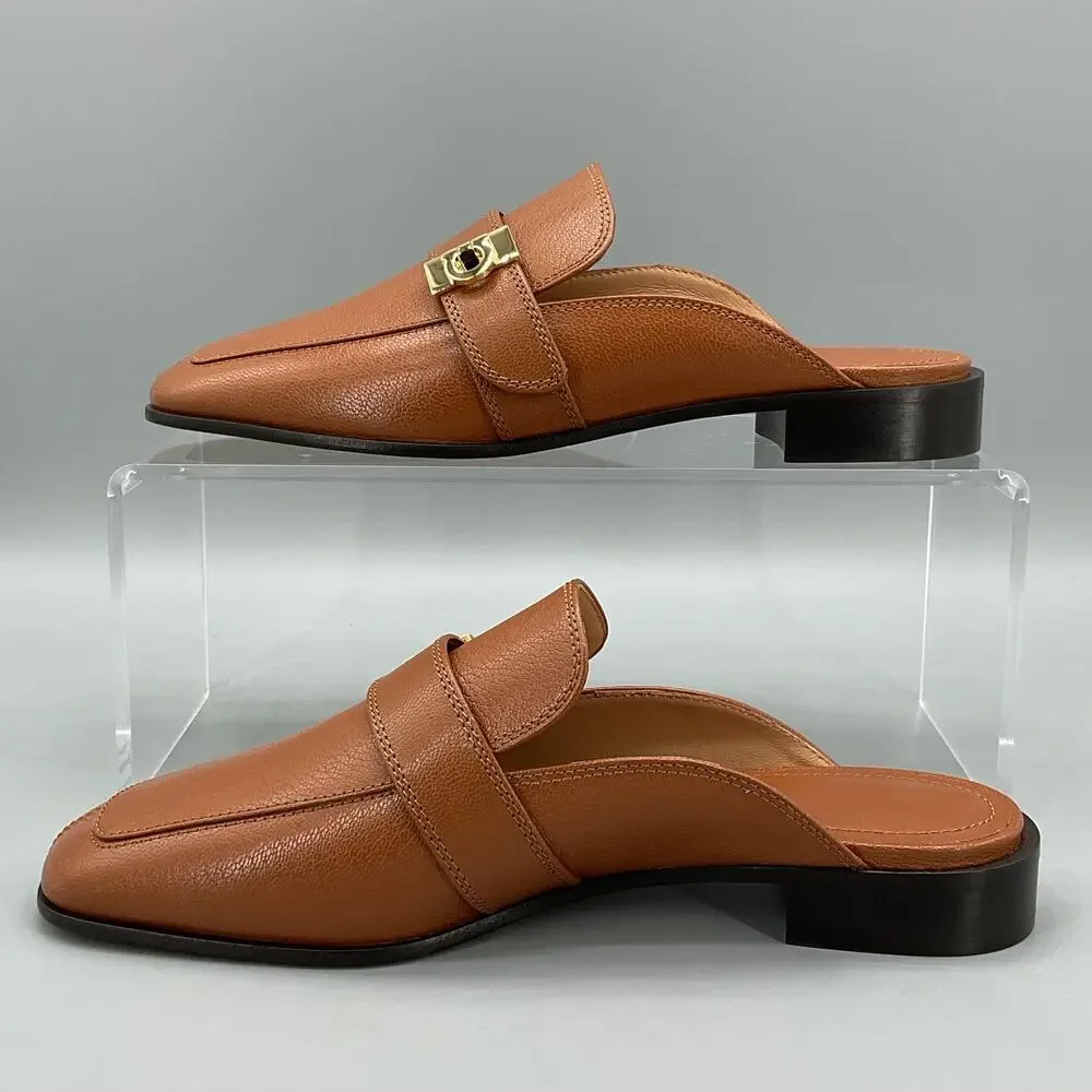 NEW Ferragamo Women’s Mavira Gancini Loafer Mules Brown Size 5C
